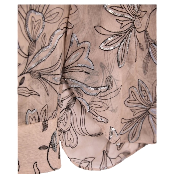 Zara NWT Sheer and sequins pink Blouse Floral design. Size XS - Picture 9 of 10